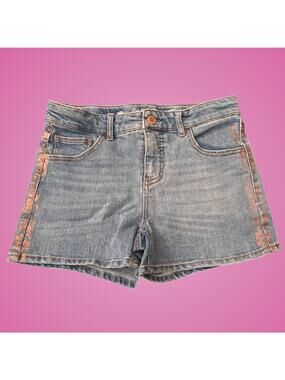 Girl's Size XL 14/16 CAT & JACK Blue Jean Shorts with Bronze Side Seam Design